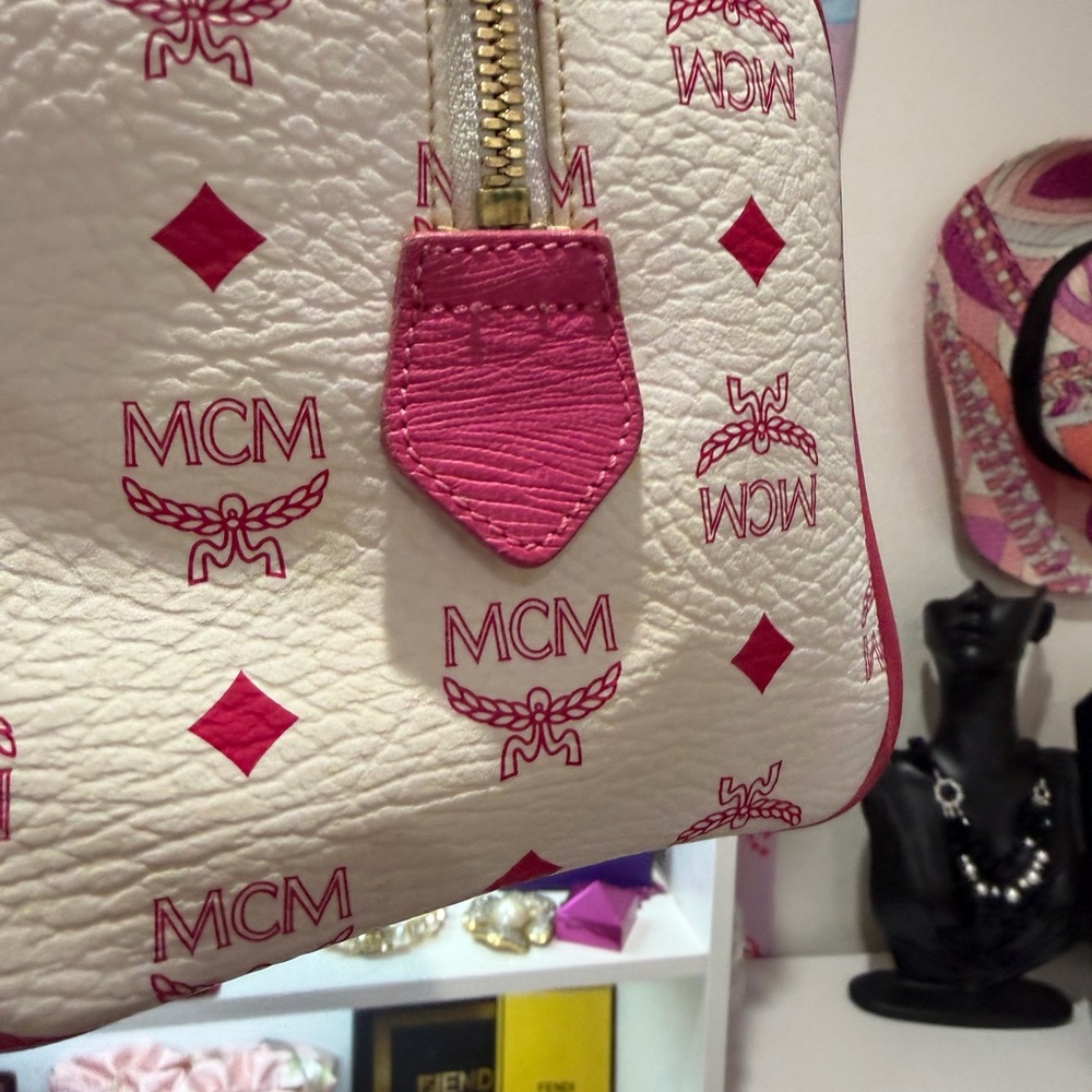 MCM Multicolor Satchel with Pink Accents - Picture 5 of 6